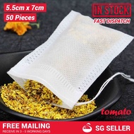 [SHIP FROM SG] 50 Pieces Biodegradable Tea Filter Disposable Drawstring Organza Bag