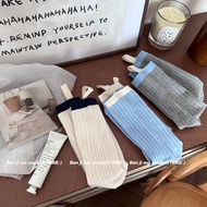 Cream Cotton Mid-Tube Socks - Preppy Autumn/Winter Design for Women | 9O9E