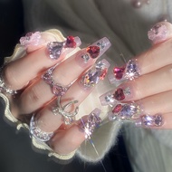 ✨Wearing Nails Nail Patch Flashing Diamond Full Diamond Manicure Finished Product Detachable Finger 
