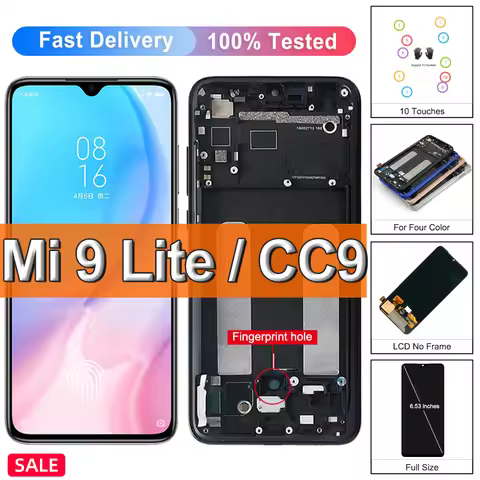 6.39" TFT/ AMOLED For Xiaomi Mi 9 Lite LCD Display Touch Screen, For Mi9lite Mi9 Lite M1904F3BG LCD 