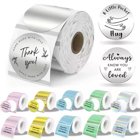 Munbyn/Nelko Holographic Laser Label Sticker Matte Silver Thermal Paper for M110 M220 M200 E210 P50 