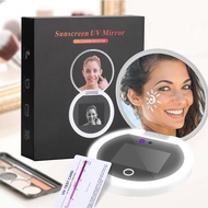 Travel Compact Mirror with UV Camera for Sunscreen Test, 2X Magnification Portable Lighted Mirror, 4