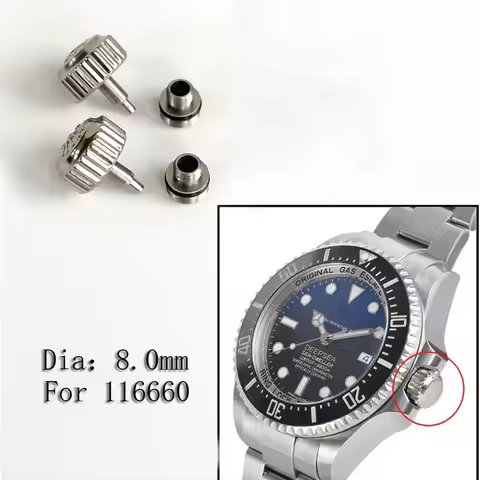 Mod Watch Accessories Stainless Steel Dia 8.0MM Silver Watch Crown Fit For Rlx 116660 Mechanical Wat