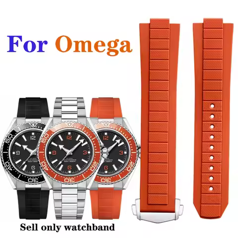 Fluororubber Strap For Omega Seamaster Planet Ocean 600M 217.32.42,217.30 Diving Watch Band 21mm FKM