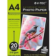 V-TEC GLOSSY A4 210 GSM PHOTO PAPER