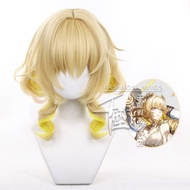 Aglaea Cosplay Wig Honkai Star Rail Short Curly Light Golden Gradient Yellow Heat Resistant Syntheti