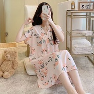 Baju Tidur Wanita Cotton silk Nightdress plus size Women sleepwear Summer Slimming Short Sleeve Cart