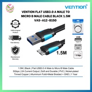 VENTION Flat USB3.0 A Male to Micro B Male Cable Black 1.5M VAS-A12-B150