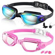 2 Pack Swimming Goggles Anti-Fog UV Protection Adjustable Swimming glasses Professional Waterproof S
