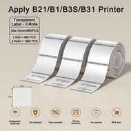 NIIMBOT B21/B1/B3S Transparent Label Printing Paper Name Sticker Sticker Waterproof Self Classificat