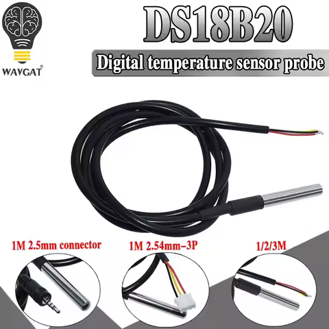 1PCS DS1820 Stainless steel package Waterproof DS18b20 temperature probe temperature sensor 18B20 Fo