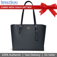 Coach Handbag In Gift Box Shoulder Bag Leather Mollie Tote Denim Dark Blue # 1671