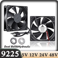LJJ Gdstime 92MM 12V Fan 2Pin 48V 24V Cooling Fan 90mm CPU Cooler DC 5V Brushless Axial Fan Ball/Sle