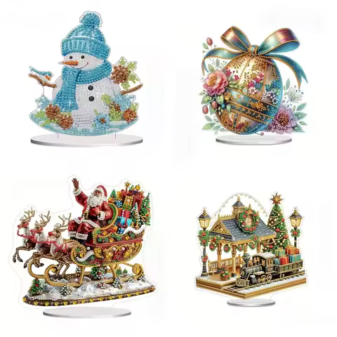 1 DIY crystal diamond painting Christmas snowman, old man, house pattern acrylic Christmas decorativ