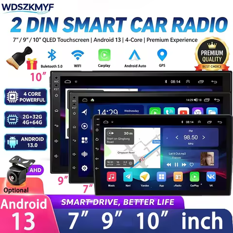 2Din Android 13 Car Radio 4G+64G Wireless CarPlay Android Auto GPS Navigation Stereo, 7/9/10 Inch QL