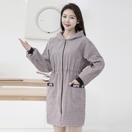 Fashion Pure cotton apron long sleeve clothes household kitchen with pocket appron epren zipper epro
