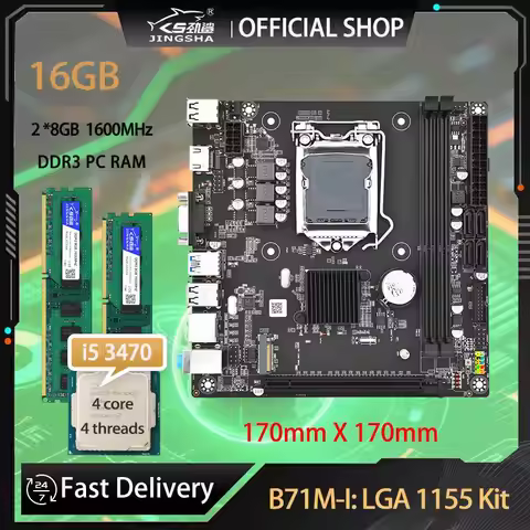 B75 Placa Mae Set LGA1155 mini ITX Motherboard Kit With Core I5 3470 Processor And 16GB DDR3 Memory 