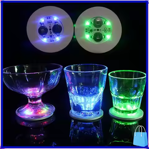Customer Favorite 25 Pcs LED Coaster Round Flash Cup Mat Sticker Lights For Wine Liquor Bottle, Drin