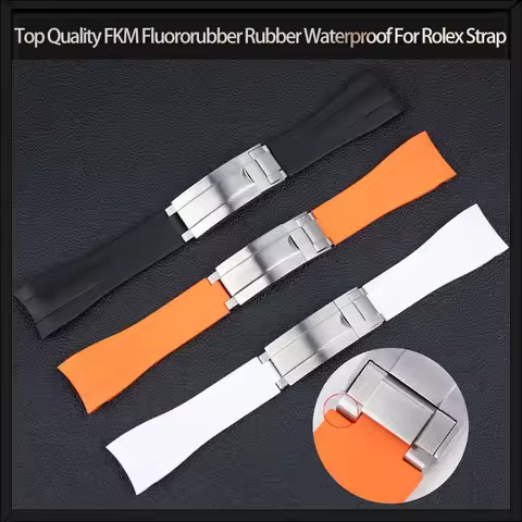 Top Quality FKM Fluororubber Rubber Waterproof Watchband 22mm For Rolex Strap For Explorer II 42mm 2