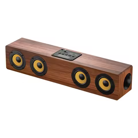 BR430 TWS Wooden BT Speaker 4*2 Inch 8 Ω 5W loudspeakers + 1 Subwoofer Sound Hole AUX TF Card U-disk