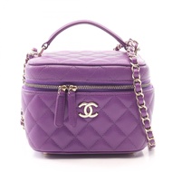 【二手】香奈兒 (Chanel) 絎縫化妝包 2WAY AP2199 紫色魚子醬紋小牛皮（粒面小牛皮）絎縫化妝包 2WAY 鏈條單肩包
