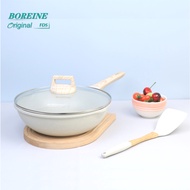 Non Stick White Granite Deep Frying Pan Original Kitchen Kawali Wok (28/30cm)