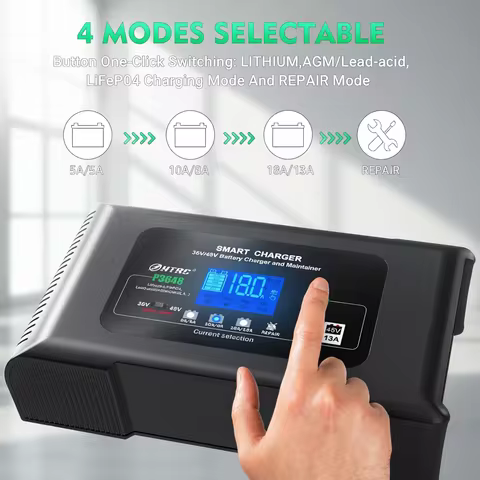HTRC 36V/48V Smart Charger for Golf Cart 13A/18A for Lithium LiFePO4 Lead-acid Battery 9-Stage Autom