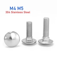 M4 M5 304 Stainless Steel Truss Round Head Square Neck Carriage Bolt Coach Screw Length: 10-50mm