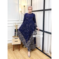 DIAMOND DRESS SET WITH SMALL LEAF MOTIF NAVY 256 PREMIUM 2 piece set women korean