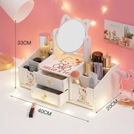 Makeup Shelf with Mirror (Large 40 x 33 x 20 Cm) - Cosmetic Shelf with Mirror in Cute Cat Shape