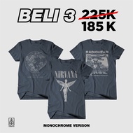 BAND T-SHIRT ROCK METAL MUSIC SHIRT/ DARKGREY MONO VERSION T-SHIRT/ ECONOMIC PACKAGE/ bebas CHOOSE 3