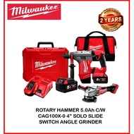 MILWAUKEE M18 CHPX-502C 28MM ROTARY HAMMER 5.0Ah C/W CAG100X-0 4" SOLO SLIDE SWITCH ANGLE GRINDER