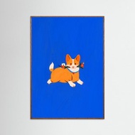 【掛畫】泰國插畫家 Erdy - 柯基犬－狗狗插畫海報 臥室客廳