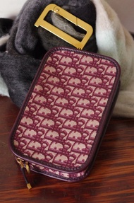 真品正品 Christian Dior 紅色老花字母手拿包