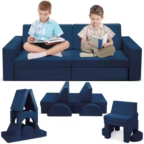Modular Kids Play Couch, 10PCS Child Sectional Sofa Imaginative Furniture Play Set for Creative Kids