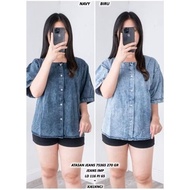 KEMEJA Blouse shirt code 947, square collar, jeans material jumbo denimSnow 3L ld112 pj65, live butt