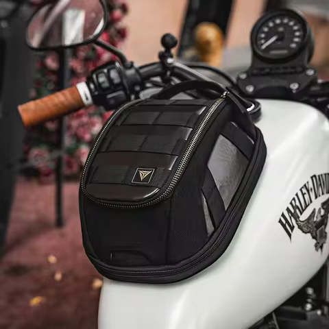 Magnetic Tank Bag Motorcycle Waterproof Leather Fuel Tank Bag 3-5L Universal Cafe Racer Card Phone T