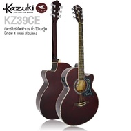 Kazuki KZ39CE กีตาร์โปร่งไฟฟ้า 39 นิ้ว" คอเว้า ทรง GA ไม้เบสวู้ด เคลือบเงา ปิีกอัพ 4 แบนด์ มีเครื่อง
