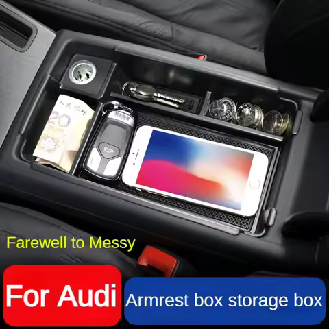 For Audi A3 A4 A5 Q2 Q3 Q5 Armrest Storage Box Car Central Storage Box With Non-slip Rubber Inside