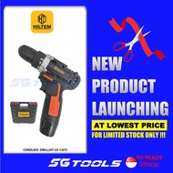 HILTEM CORDLESS DRILL 12V (HT-CD1201) WITH CASING/ LITHIUM BATTERY SCREW DRIVER HAND DRILL RECHARGEABLE ELECTRIC 电钻
