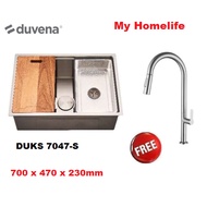DUVENA DUKS 7047-S UNDERMOUNT MULTIPURPOSE KITCHEN SINK  C/W CHOPBOARD&TRAY 304 STAINLESS STEEL / 70