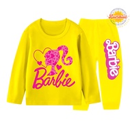 Piyama anak perempuan viral baju tidur lengan panjang motif BARBIE LOVE ukuran 1-10 tahun