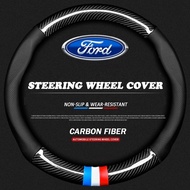 Ford Carbon Fiber Leather Steering Wheel Cover Protector For Ranger Raptor Everest Focus Escape Ecosport Accessories