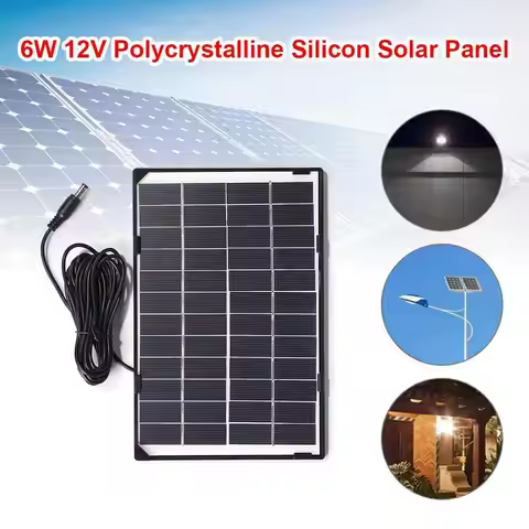 6W 12V Solar Panel Portable Power Bank Solar Cells Battery System for DC Battery Charging Outdoor Ac