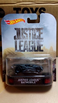 HOT WHEELS - JUSTICE LEAGUE BATMOBILE     RETRO   REAL RIDERS 1/64