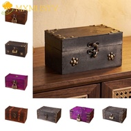 MXMUSTY Multifunctional Treasure Chest, Vintage Wooden Jewelry Storage Box with a Lock, Escape Room 