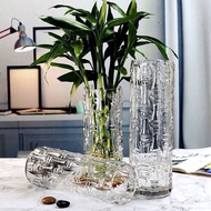 🚓Extra Large Floor Vase Decoration Living Room High-Grade Crystal Glass Vase Household Lucky Bamboo Lucky Bamboo Flower