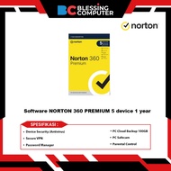 NORTON 360 PREMIUM 5 device 1 year Software