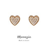 S925 Pearl Gold Heart Earring • Stud Earring