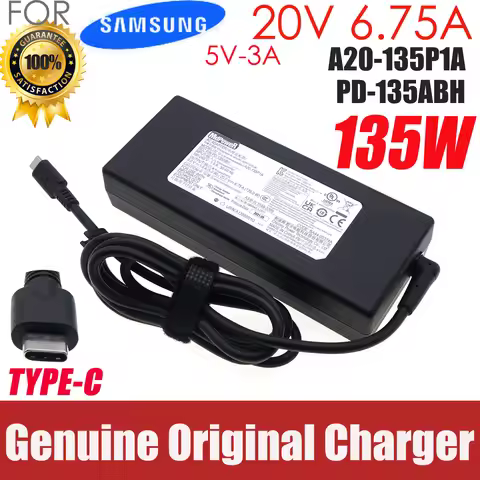 Original For SAMSUNG A20-135P1A A21-135P1A 20V 6.75A 135W Type C AC Adapter PD-135ABH Laptop Power S